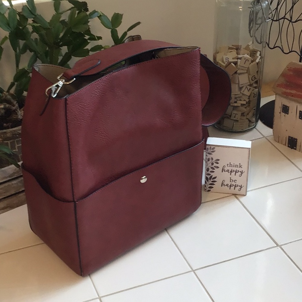 Roomy Maroon Bucket Bag (#3)